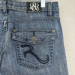 Rock & Republic Kasandra Bootcut Jeans Embroidered Denim Women's Size 10
Flared